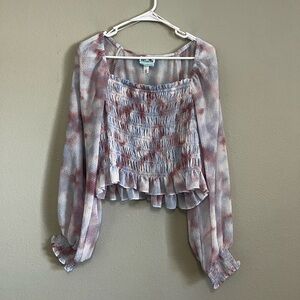 Future Collective Gabriella Karefa-Johnson Watercolor Cropped Smocked Top large